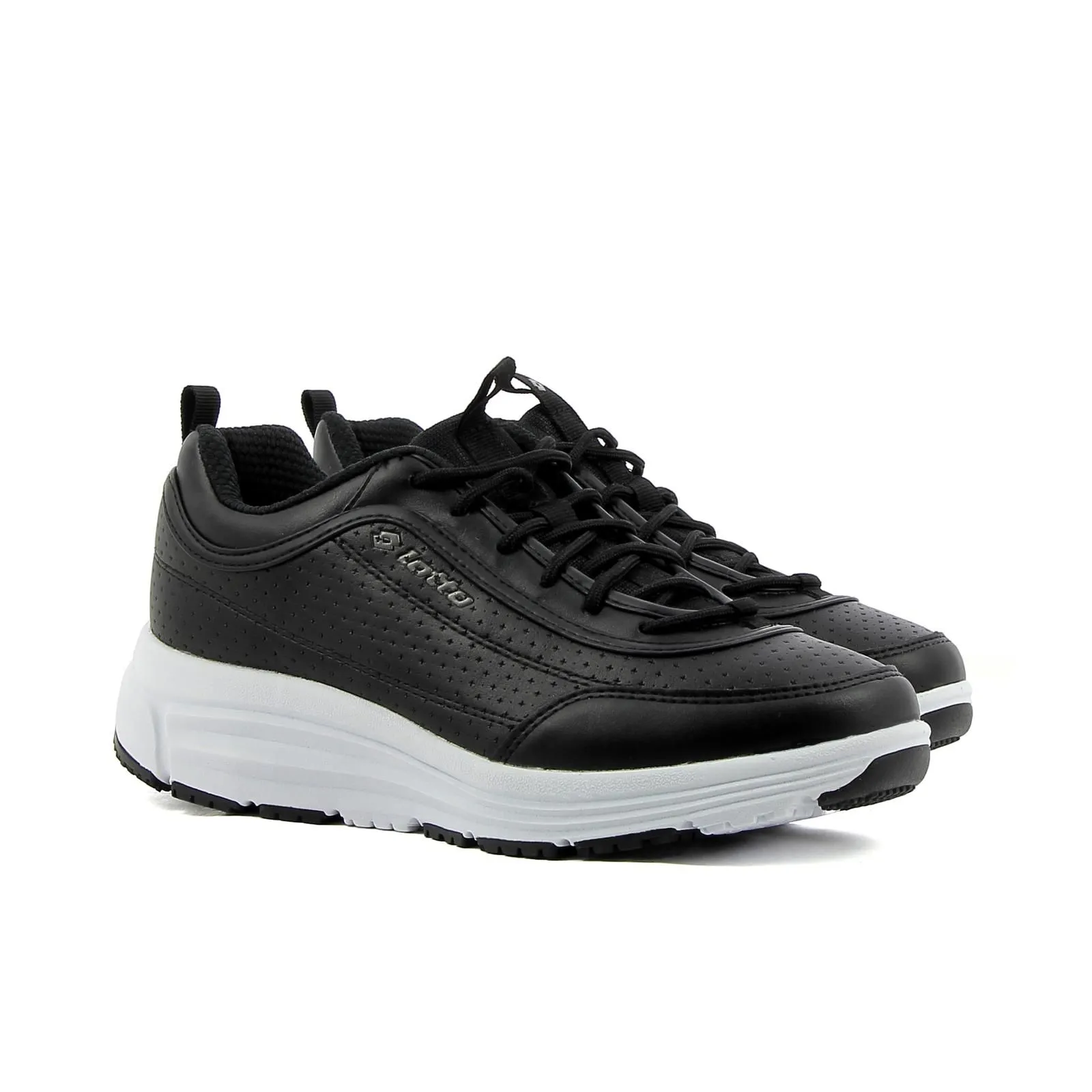 Sneakers da palestra nere donna in pelle con suola alta