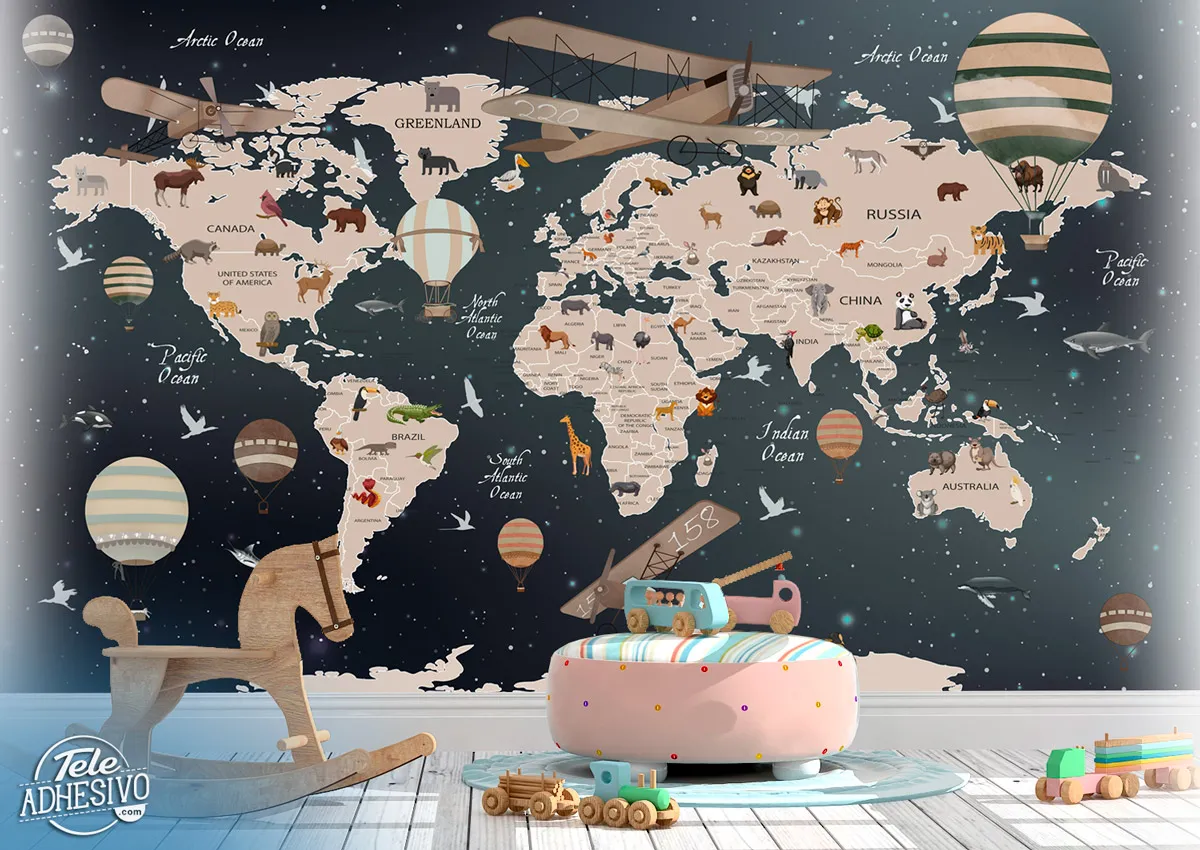 Stelle del mappamondo per bambini - FOTOMURALI