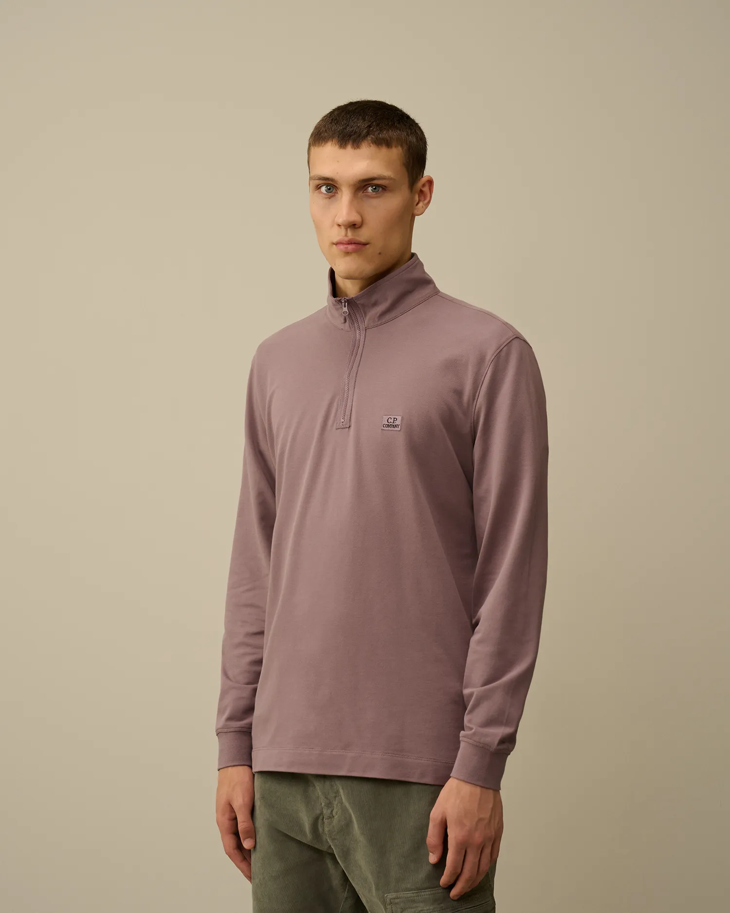Stretch Piquet Longsleeve Zipped Polo