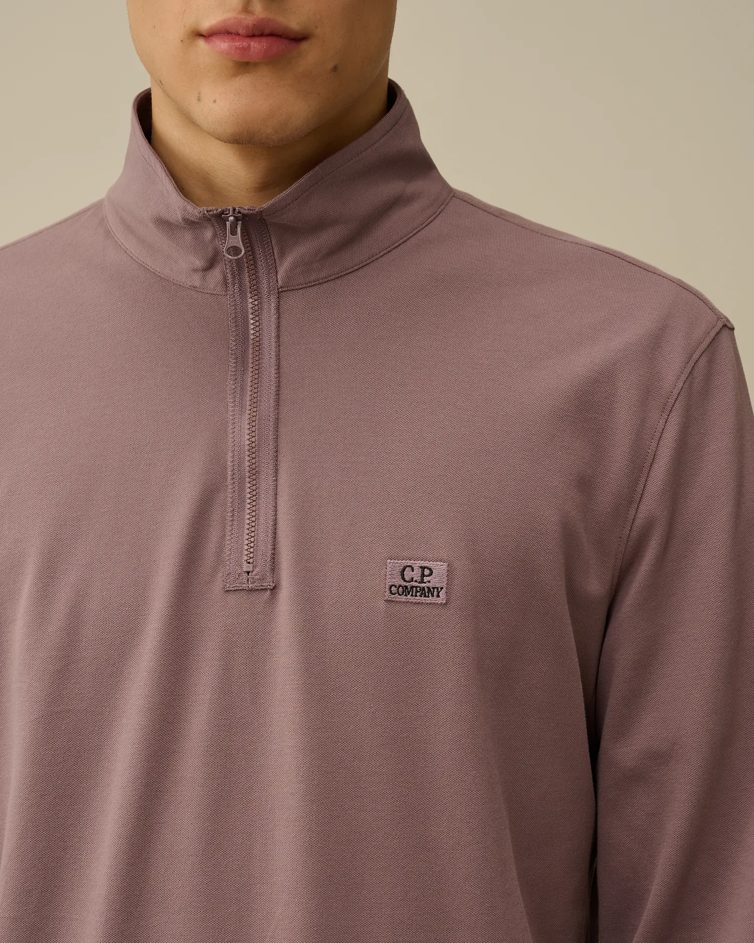 Stretch Piquet Longsleeve Zipped Polo