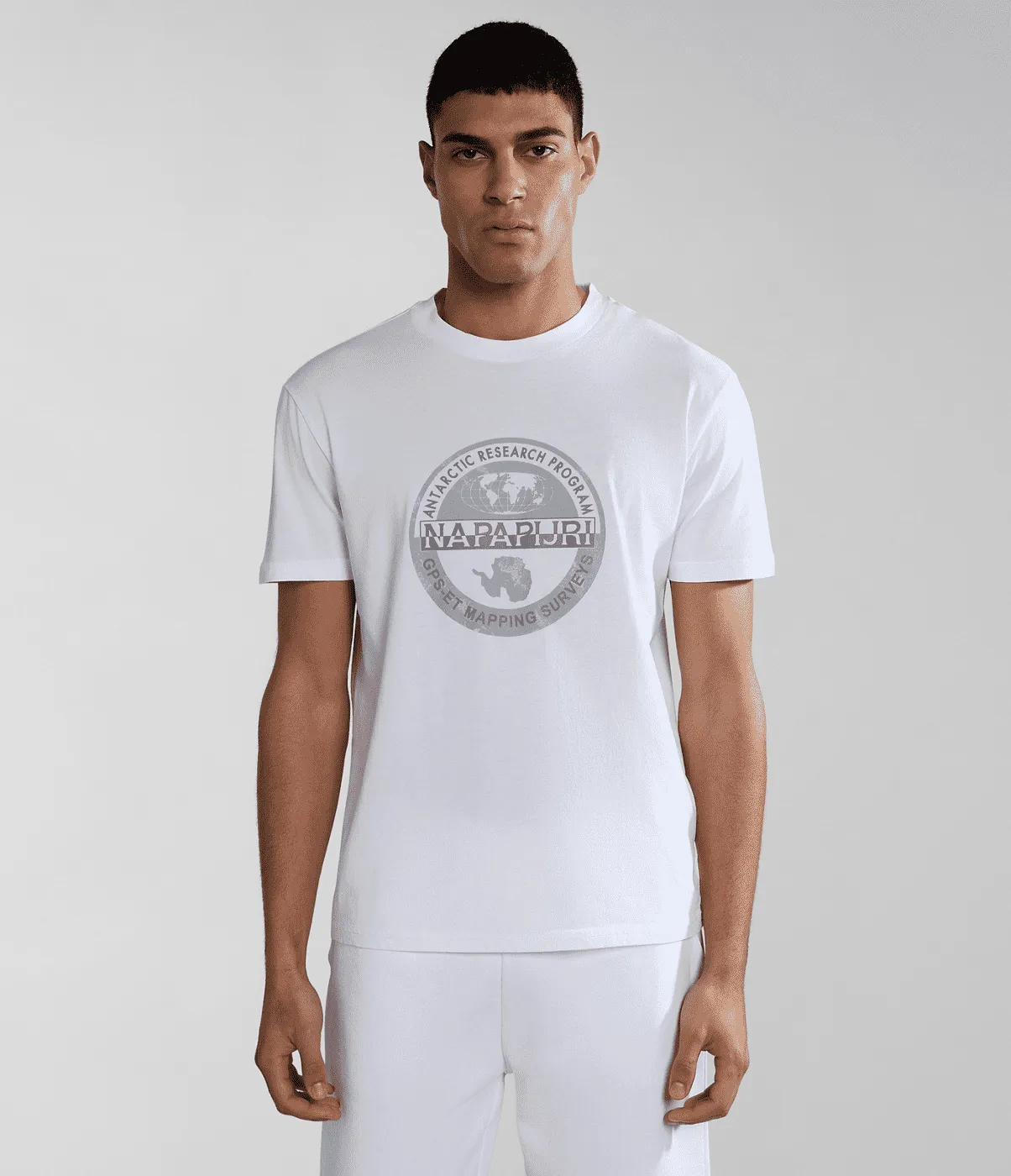 T-SHIRT A MANICA CORTA DA UOMO NAPAPIJRI S-BOLLO 1 BRIGHT WHITE NP0A4H9K 002