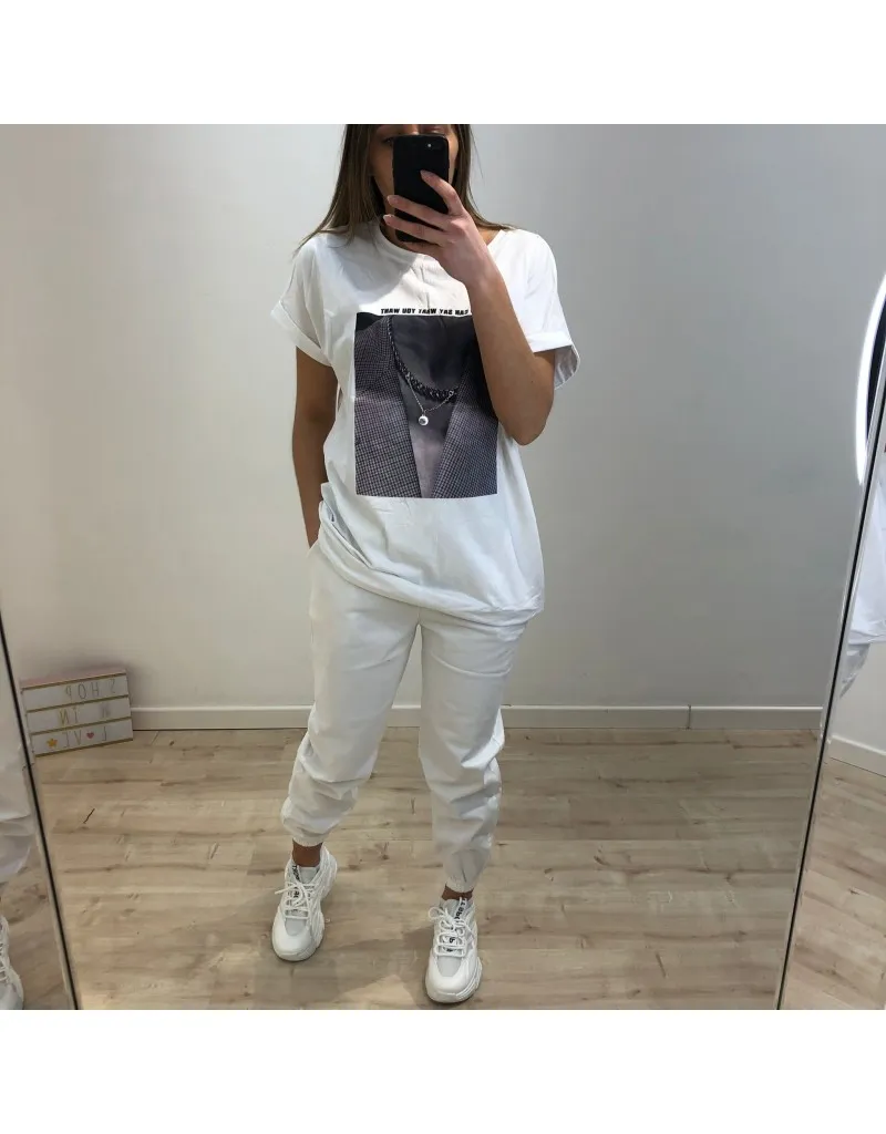 T-SHIRT CON STAMPA BIANCA