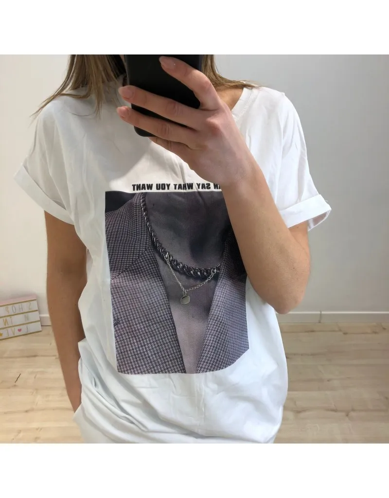 T-SHIRT CON STAMPA BIANCA