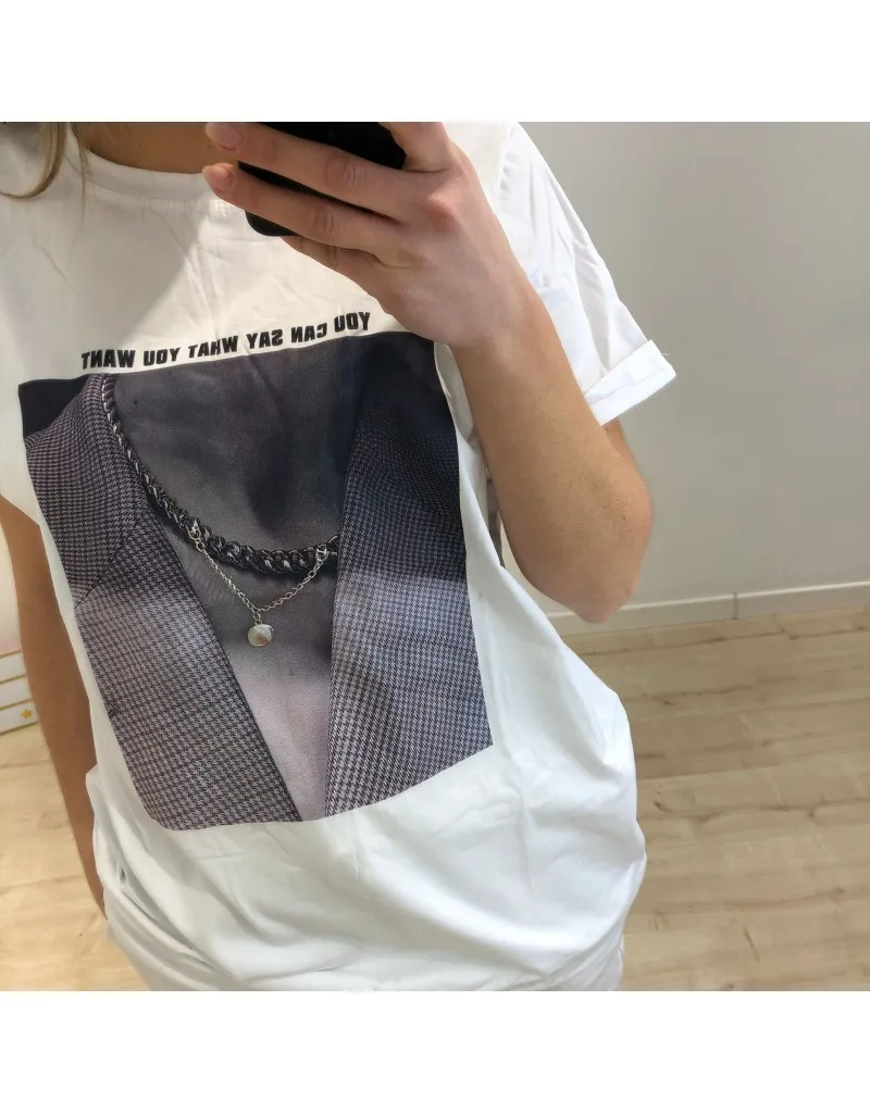 T-SHIRT CON STAMPA BIANCA