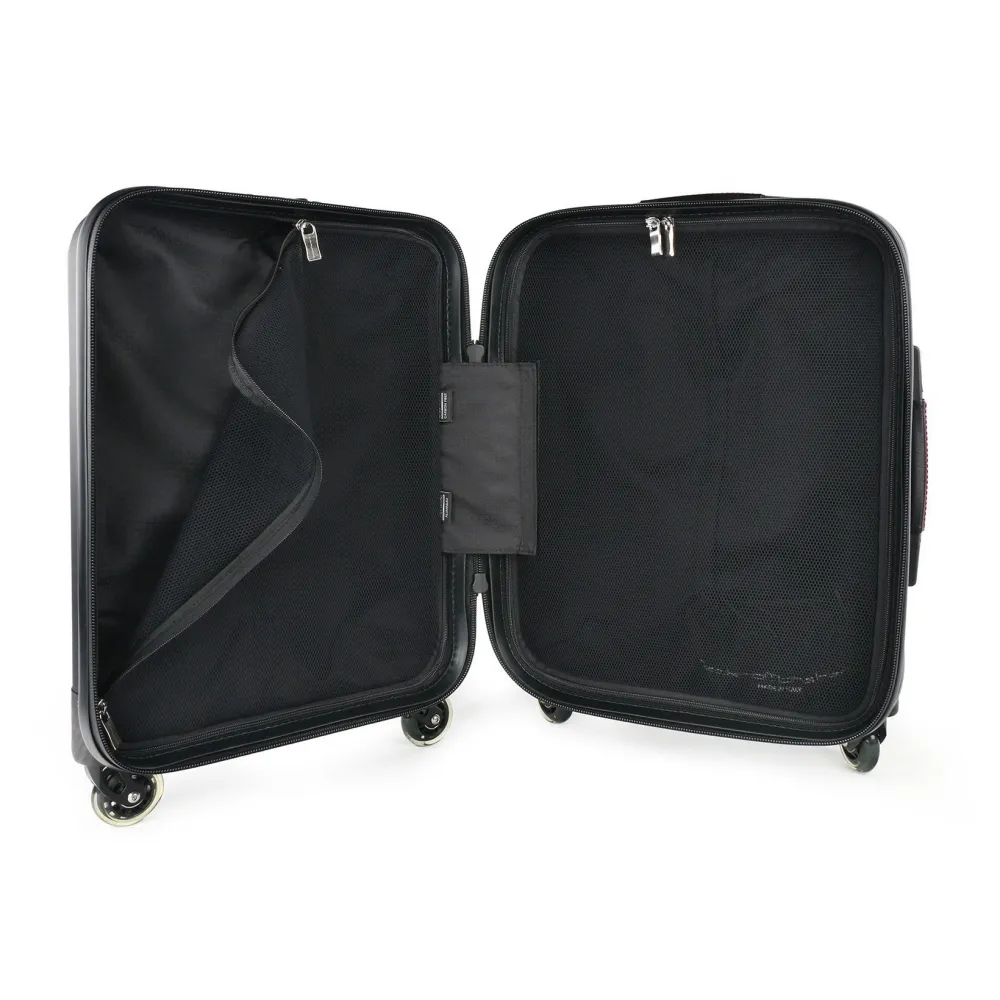 TecknoMonster - Valigia Akille Flap Black in Fibra di Carbonio - Trolley in Carbonio Aeronautico