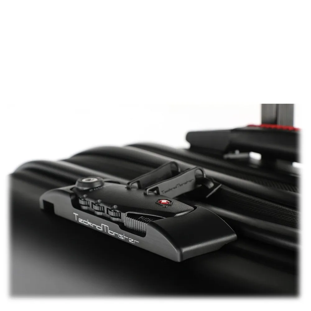 TecknoMonster - Valigia Akille Flap Black in Fibra di Carbonio - Trolley in Carbonio Aeronautico