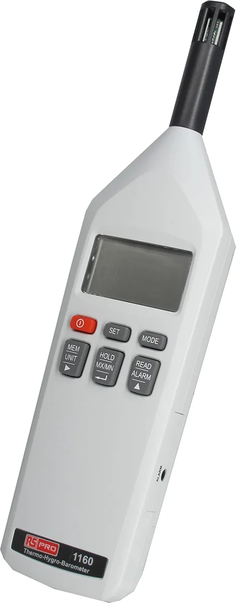 Termoigrometro Palmare RS PRO, +100 °C, +212°F max., 100%RH max., interfaccia USB, Cert. ISO