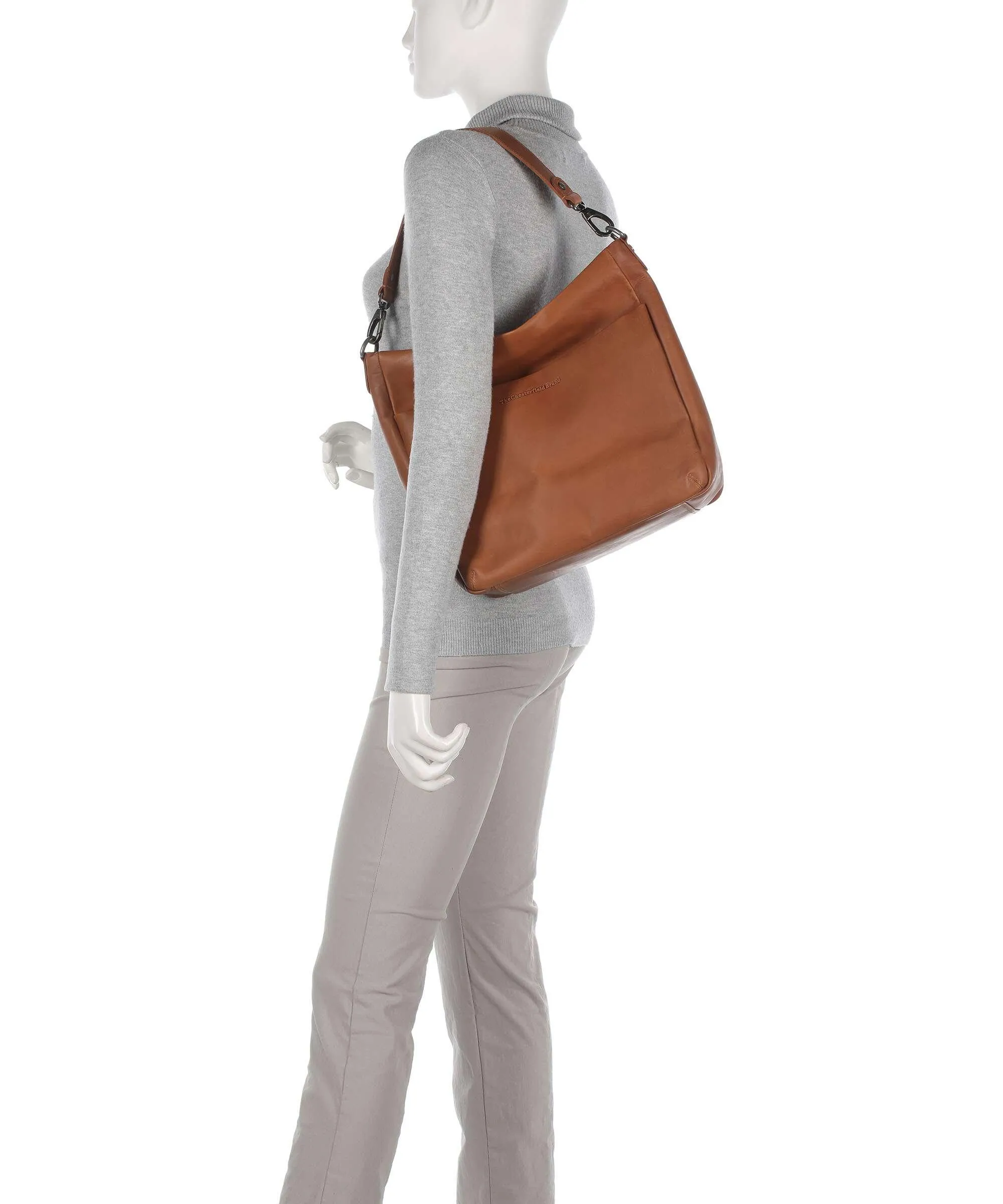  The Chesterfield Brand Cow Wax Pull Up Regina Borsa hobo pelle a grana fine cognac  