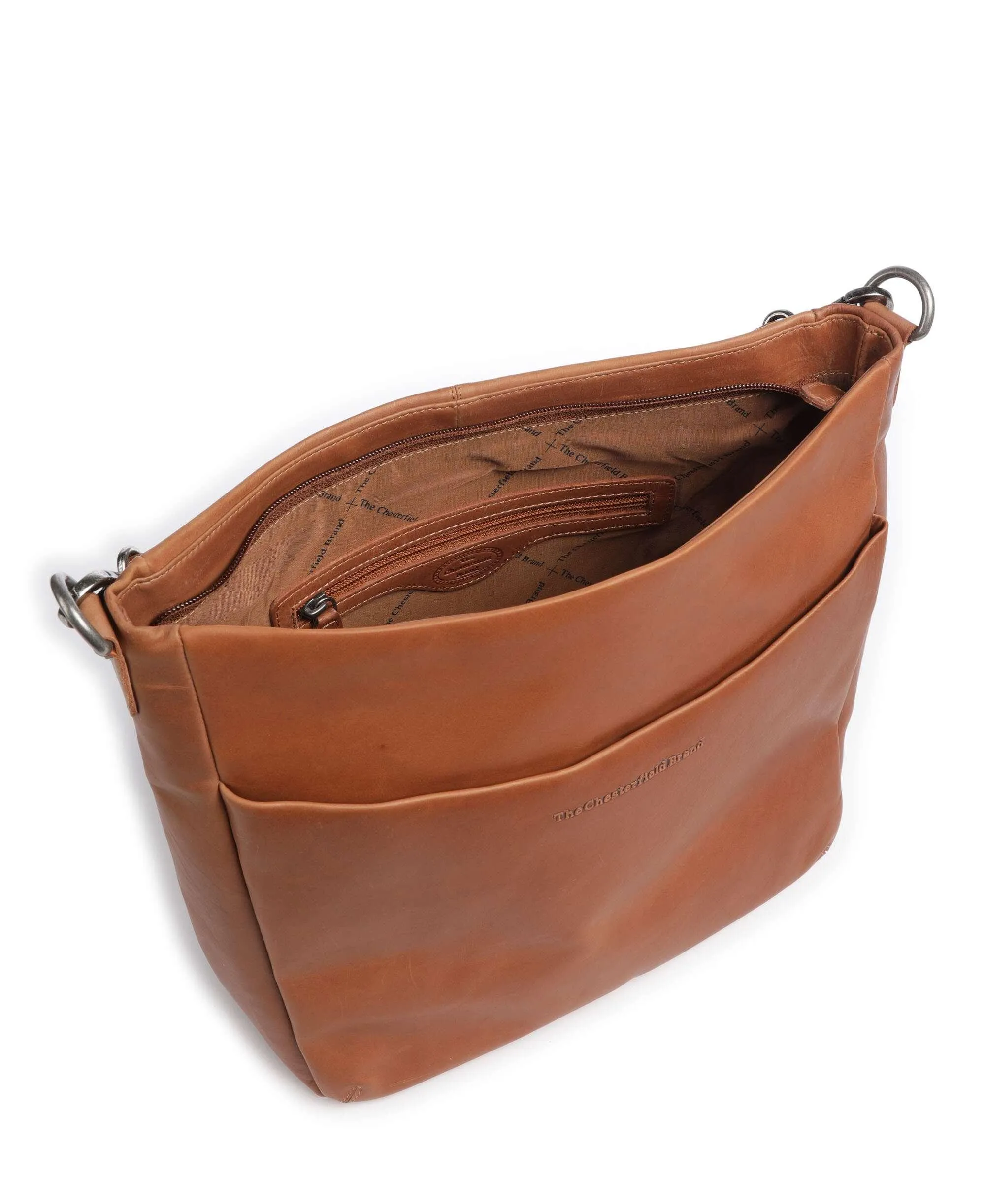  The Chesterfield Brand Cow Wax Pull Up Regina Borsa hobo pelle a grana fine cognac  