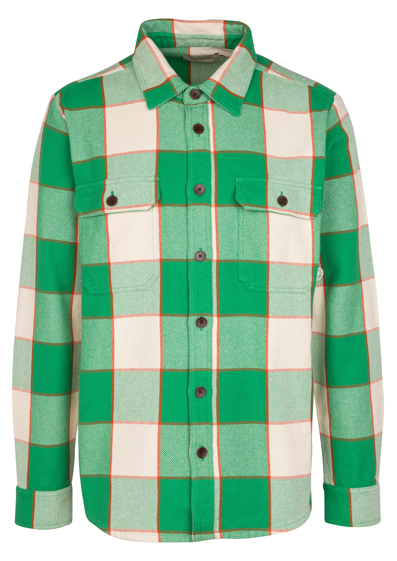  THINKING MU   LUCAS - Overshirt dritta con collo classico in cotone biologico | Verde