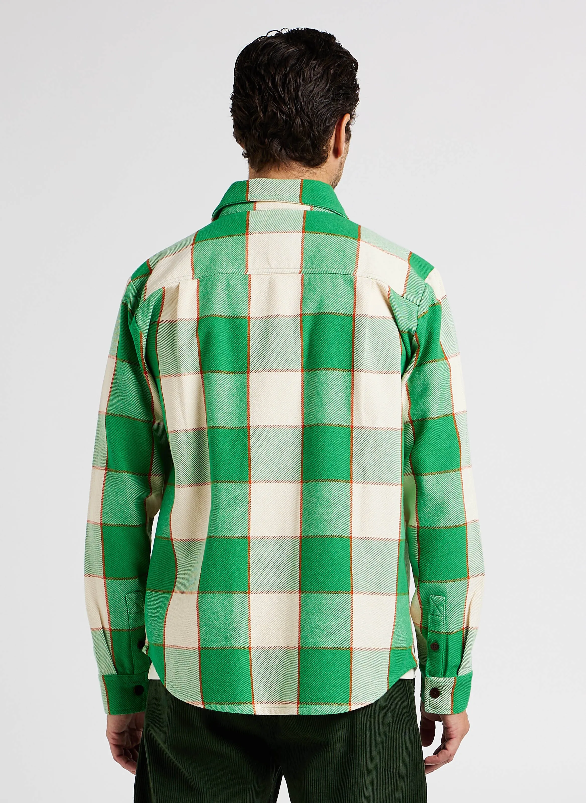  THINKING MU   LUCAS - Overshirt dritta con collo classico in cotone biologico | Verde