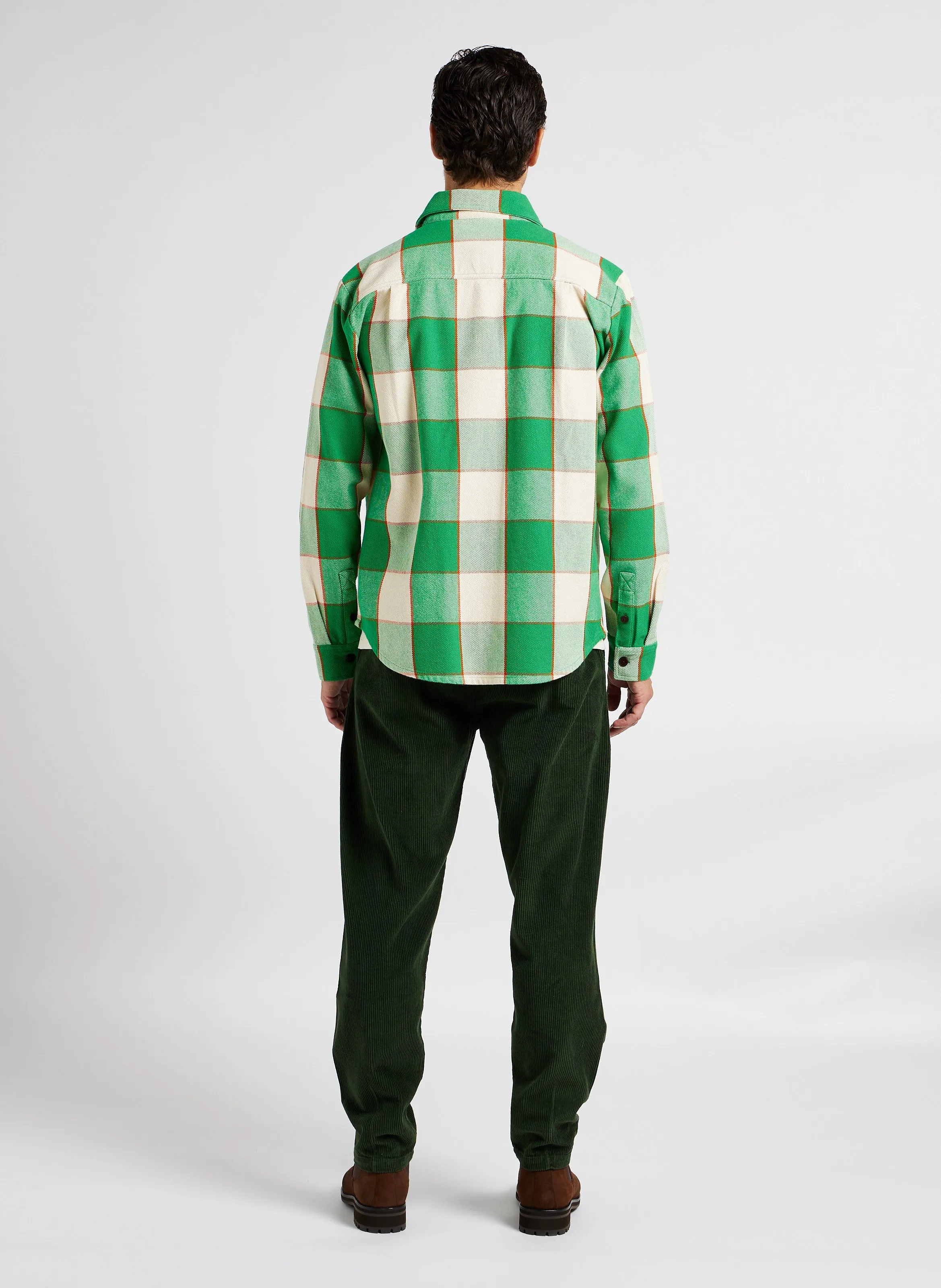  THINKING MU   LUCAS - Overshirt dritta con collo classico in cotone biologico | Verde