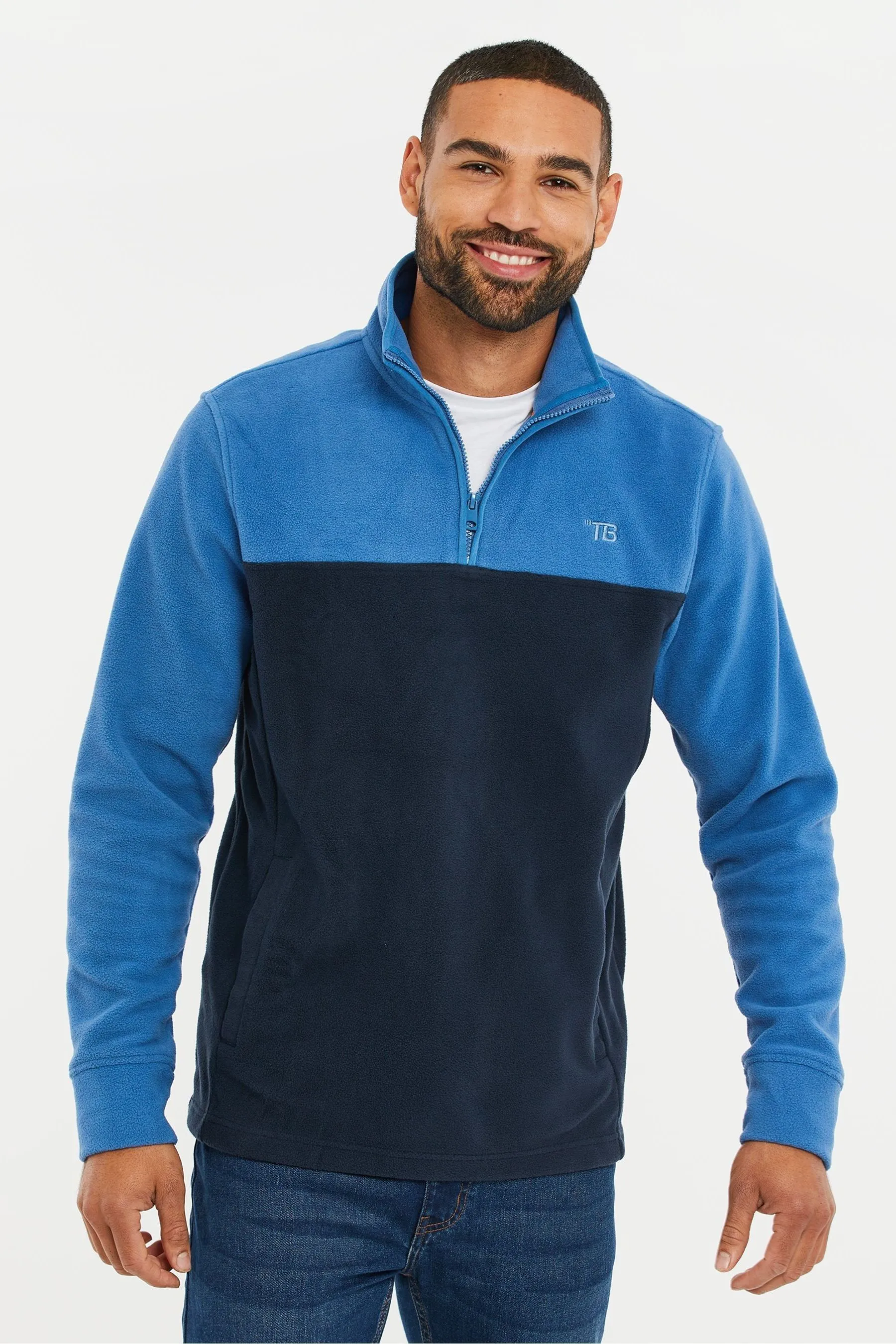 Threadbare - Maglia bicolore in pile con zip a 1/4