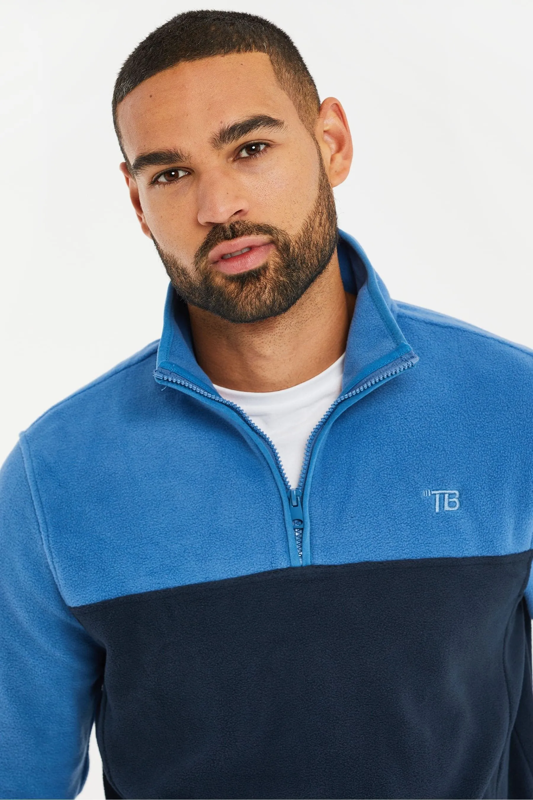 Threadbare - Maglia bicolore in pile con zip a 1/4