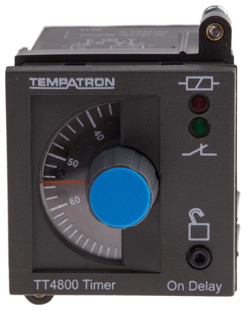 Timer Relay Tempatron, intervallo 6 s → 6h, 2 poli, DPDT, Montaggio su guida DIN, a pannello