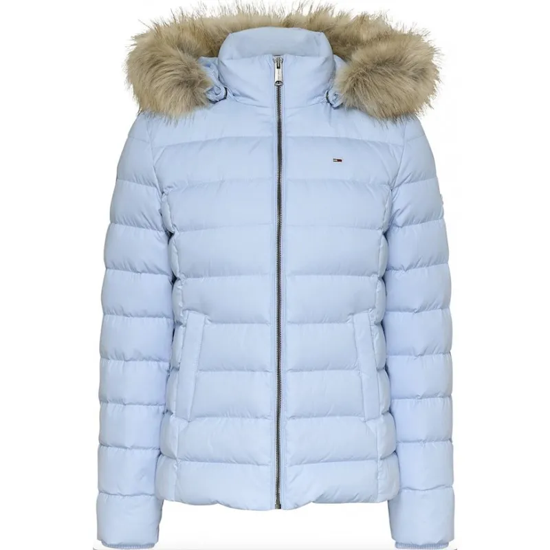 Tommy Jeans Tjw Basic Hooded Down Jacket Piuma Capp Ecopelo Azzurra Donna