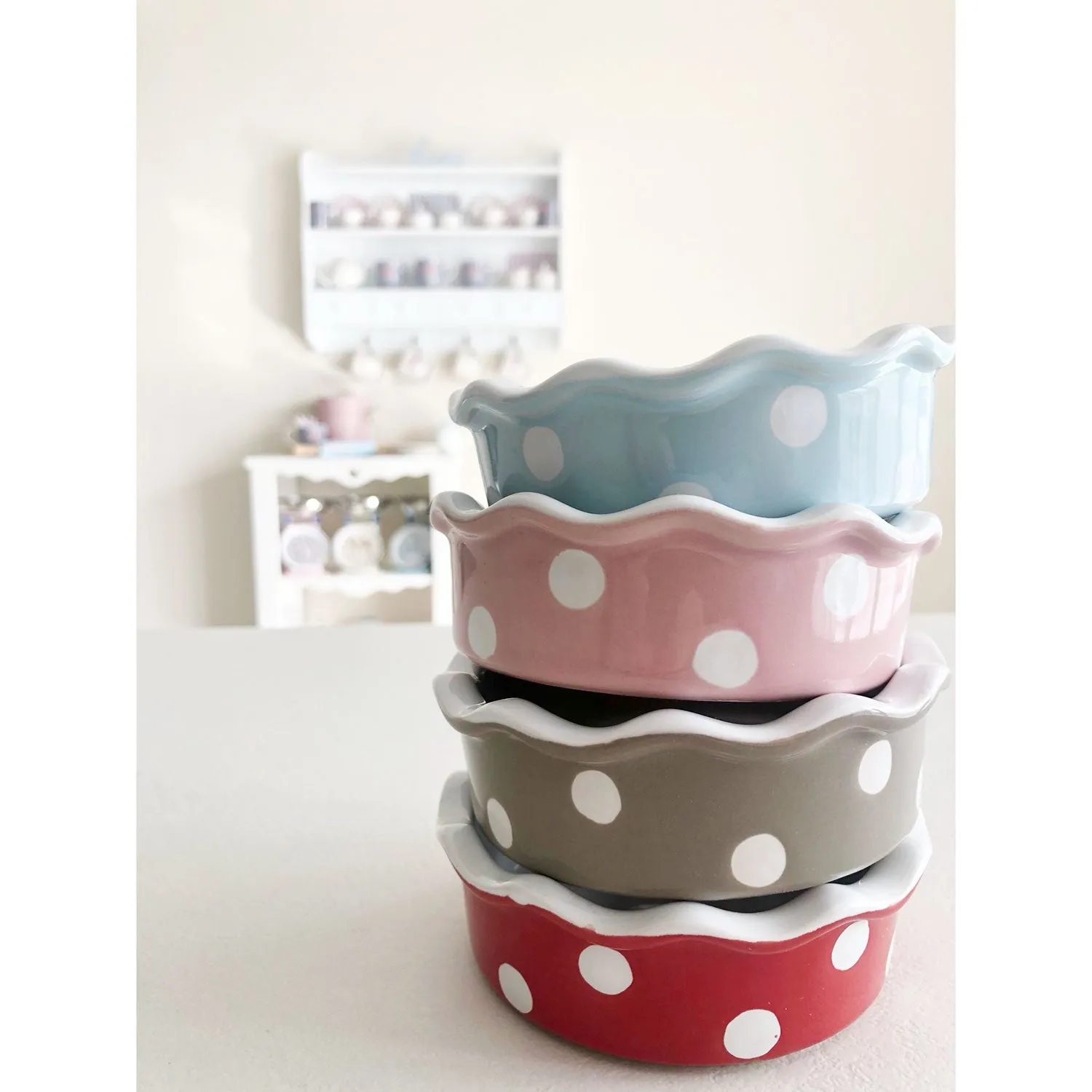 Tortiera in ceramica piccola Isabelle Rose in pois per dolci  12cm h 4cm 5029