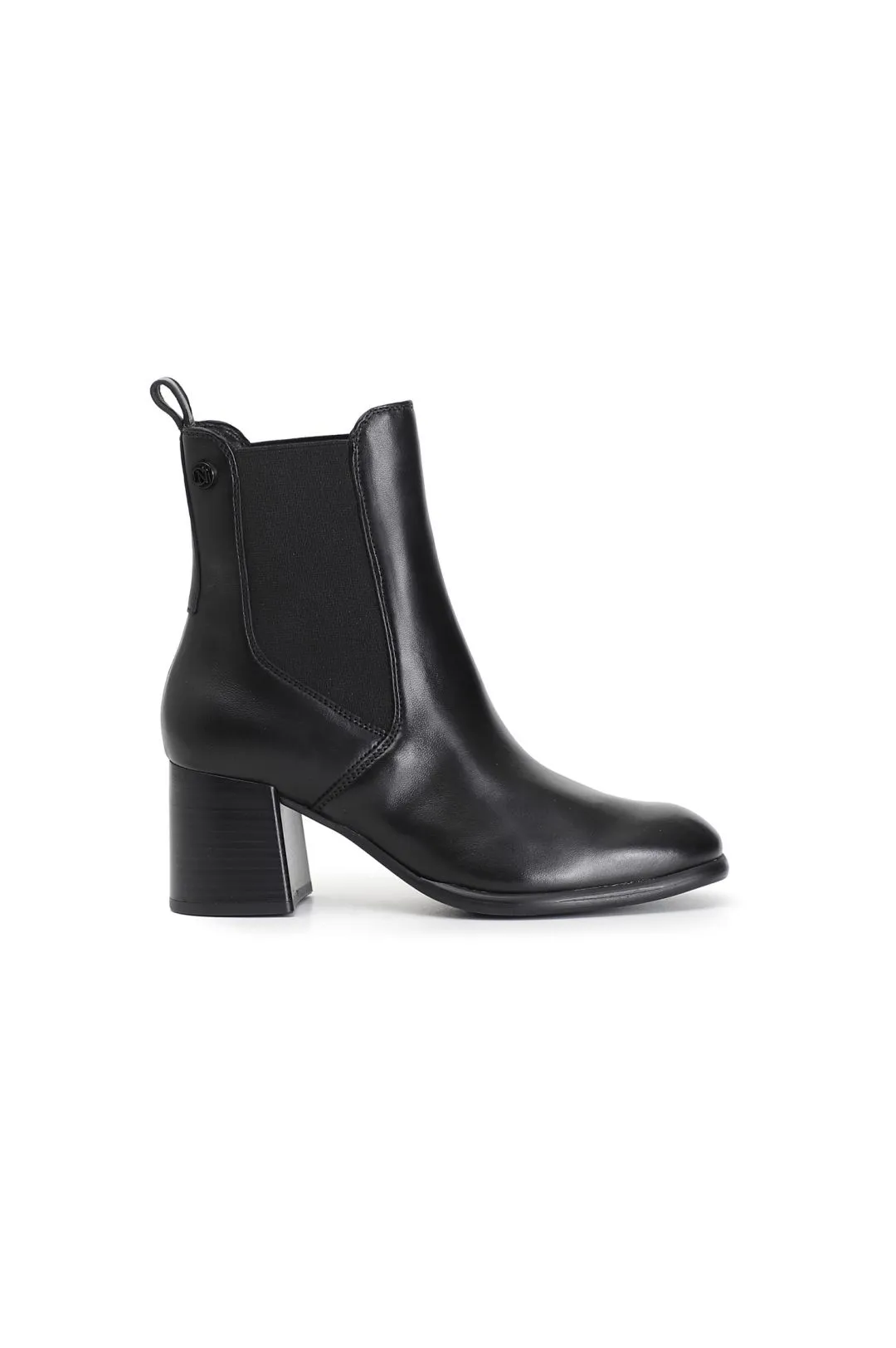tronchetto donna in pelle con elastico nero