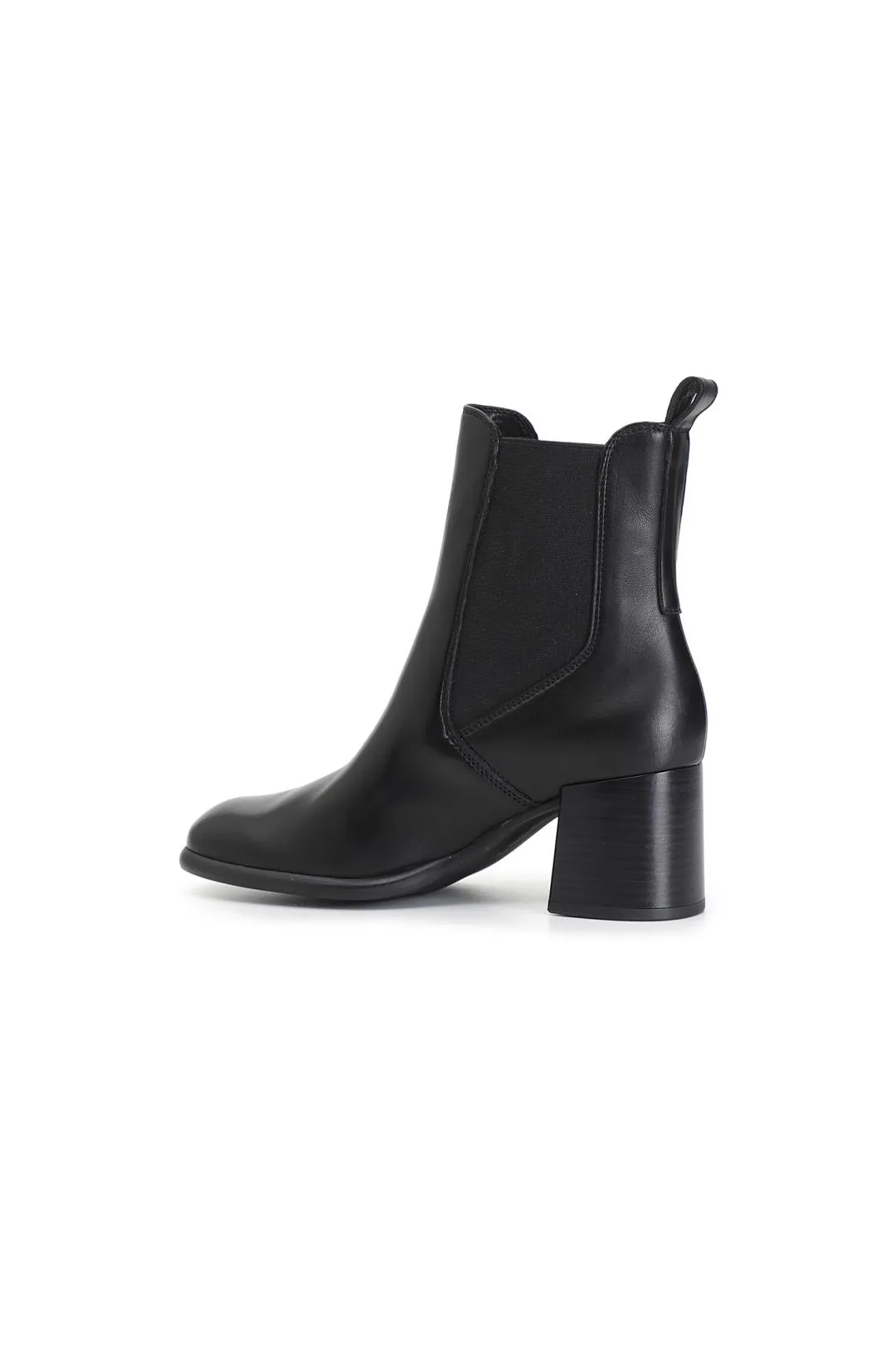 tronchetto donna in pelle con elastico nero
