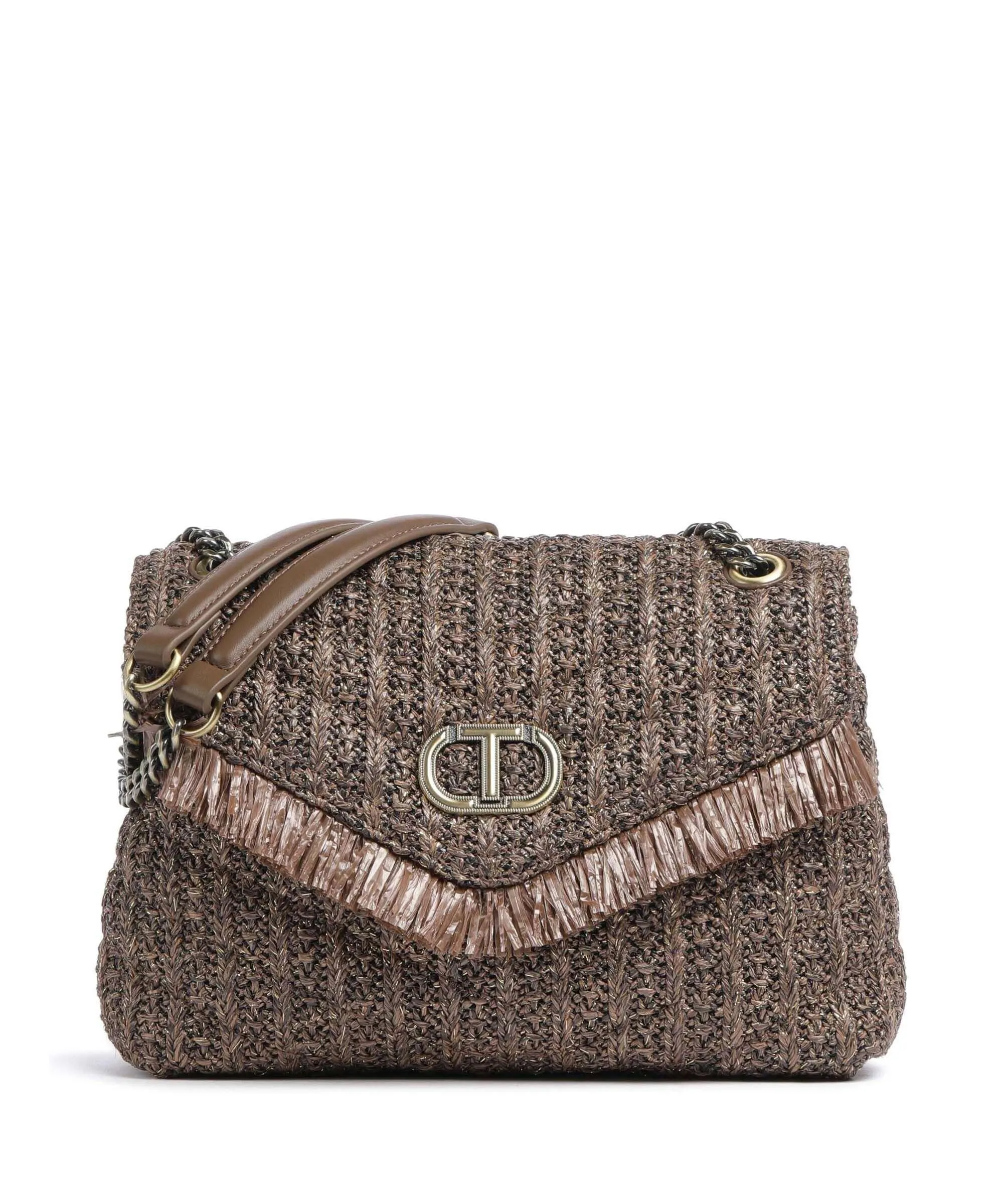  Twinset Dreamy Straw Borsa a spalla carta marrone  