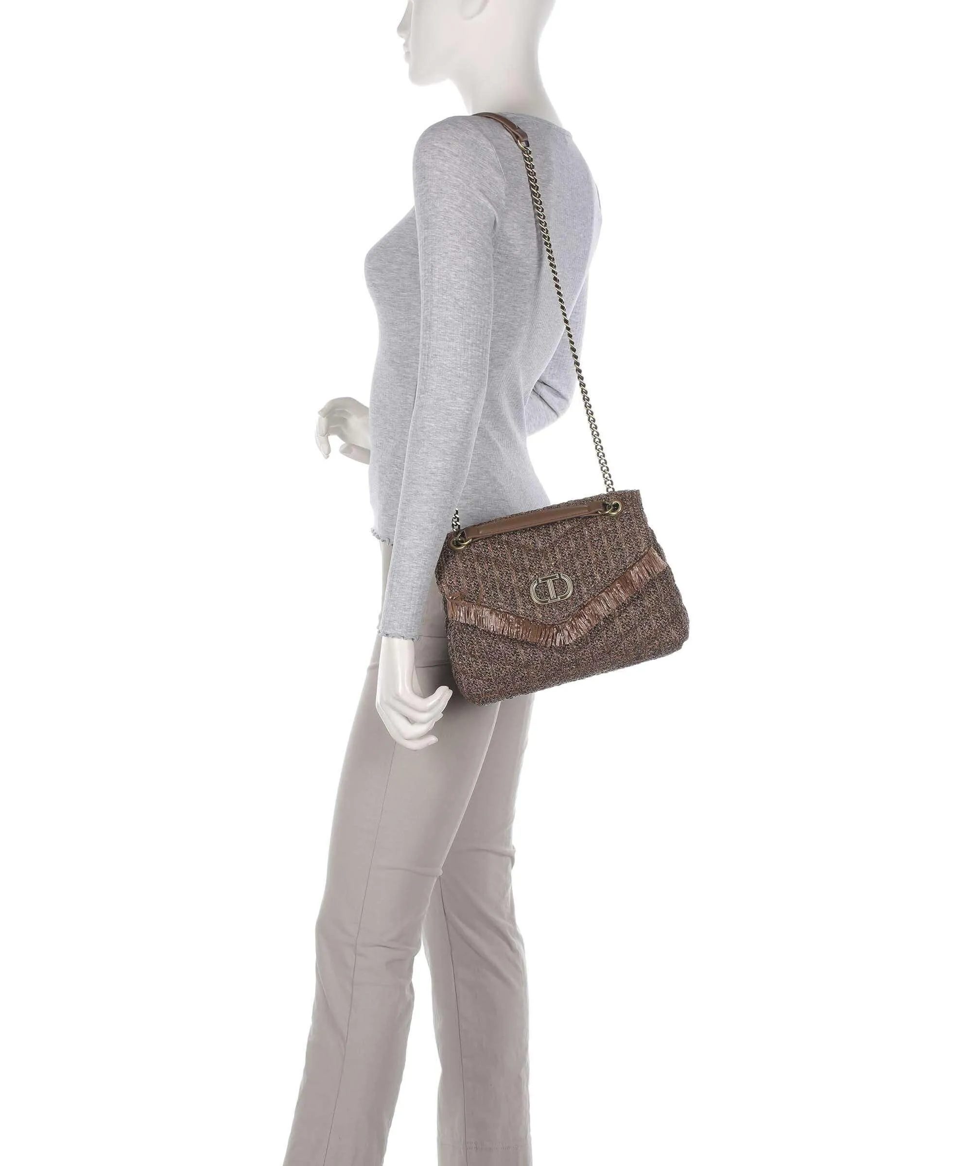  Twinset Dreamy Straw Borsa a spalla carta marrone  