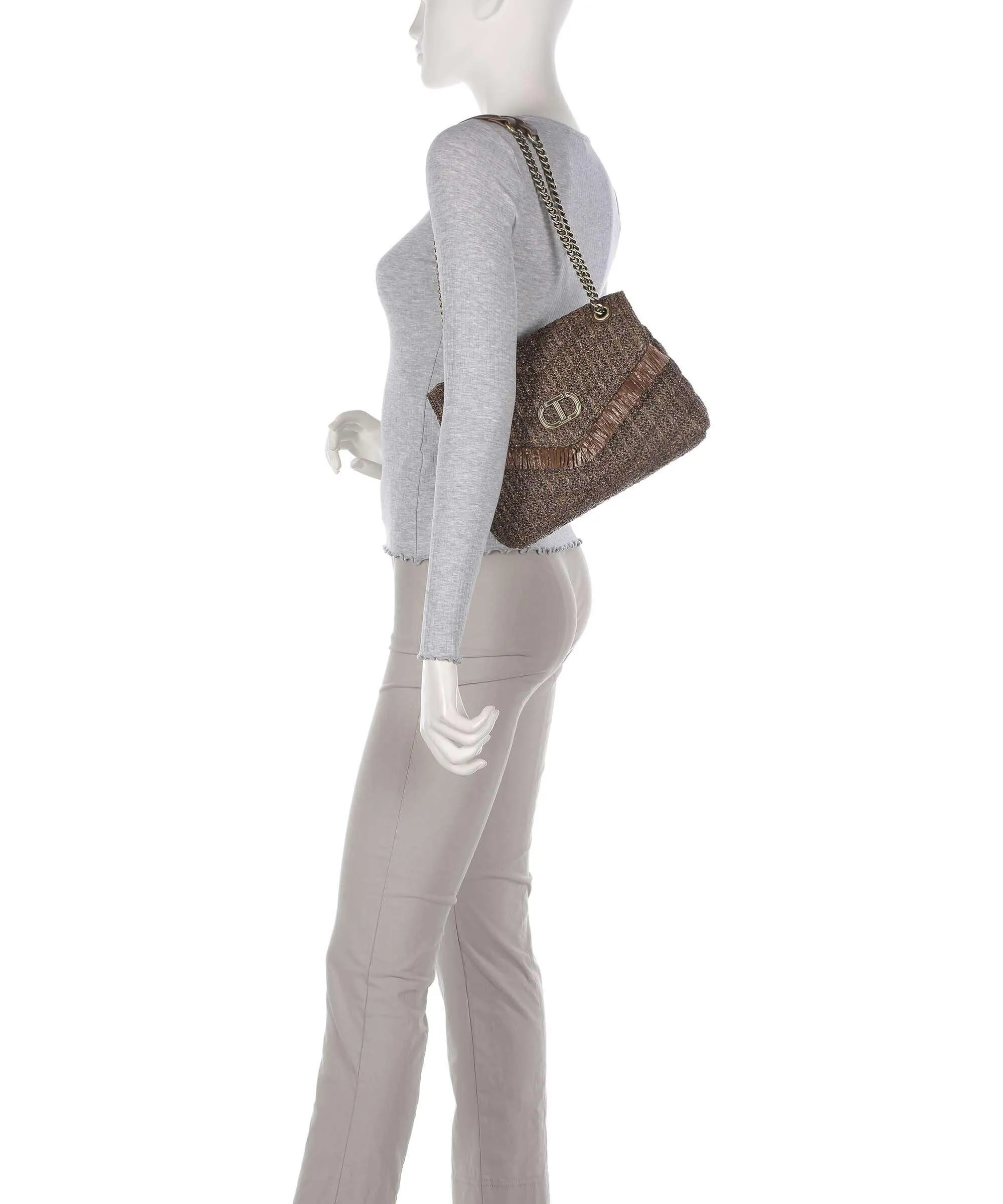  Twinset Dreamy Straw Borsa a spalla carta marrone  