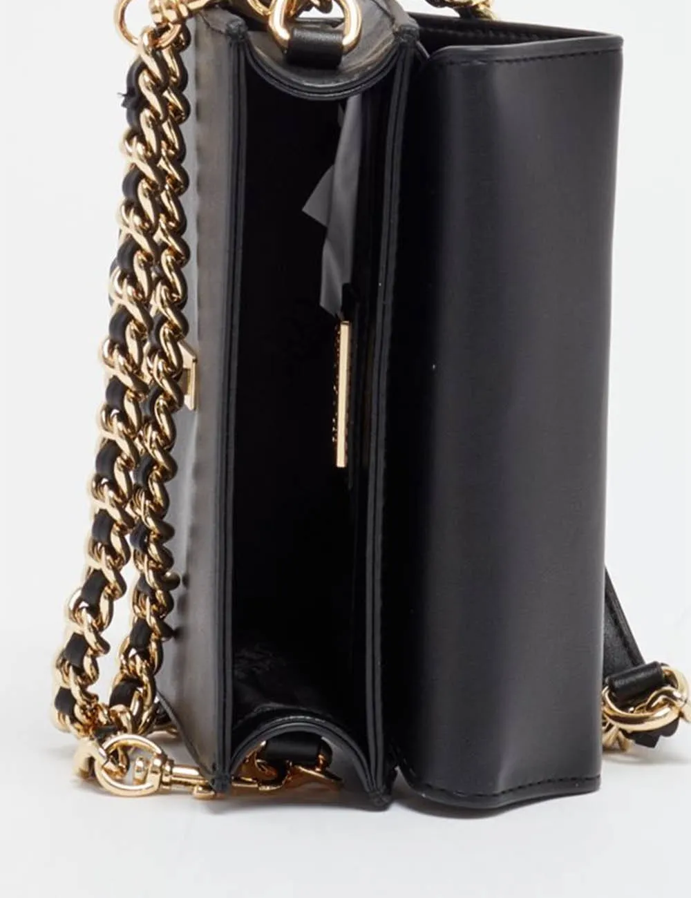 Versace Jeans Couture     Borsa a tracolla con logo lettering in metallo Nero