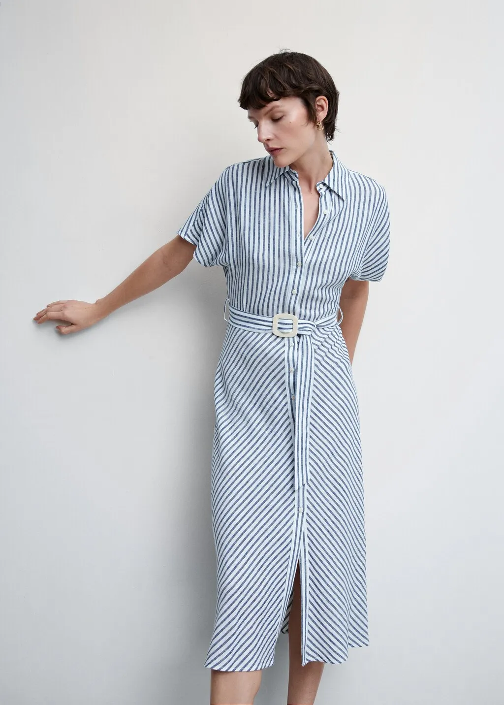 Vestito camicione lino righe
