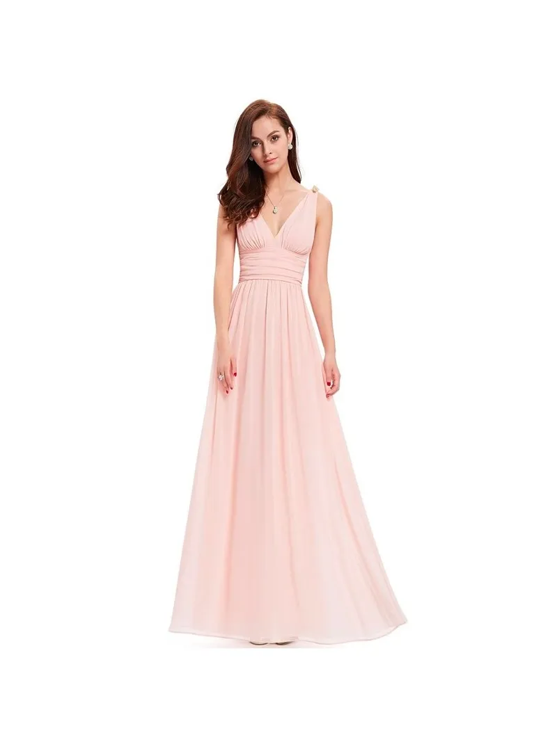 Vestito da cerimonia semplice ed economico rosa perla per damigelle matrimonio