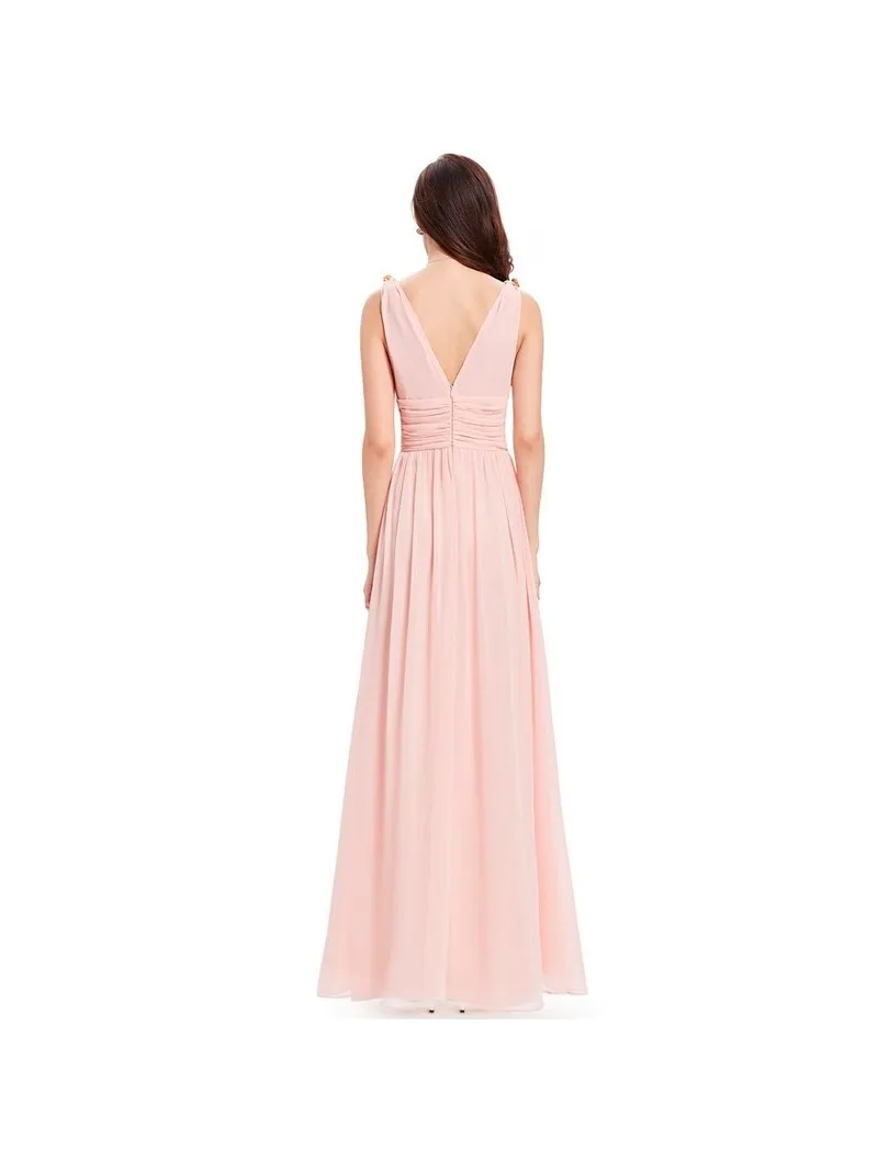 Vestito da cerimonia semplice ed economico rosa perla per damigelle matrimonio