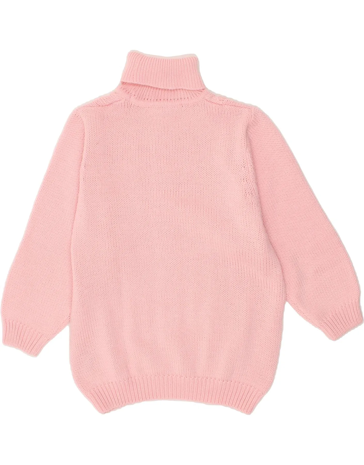 VINTAGE Womens 3/4 Sleeve Roll Neck Jumper Sweater UK 14/16 Large Pink