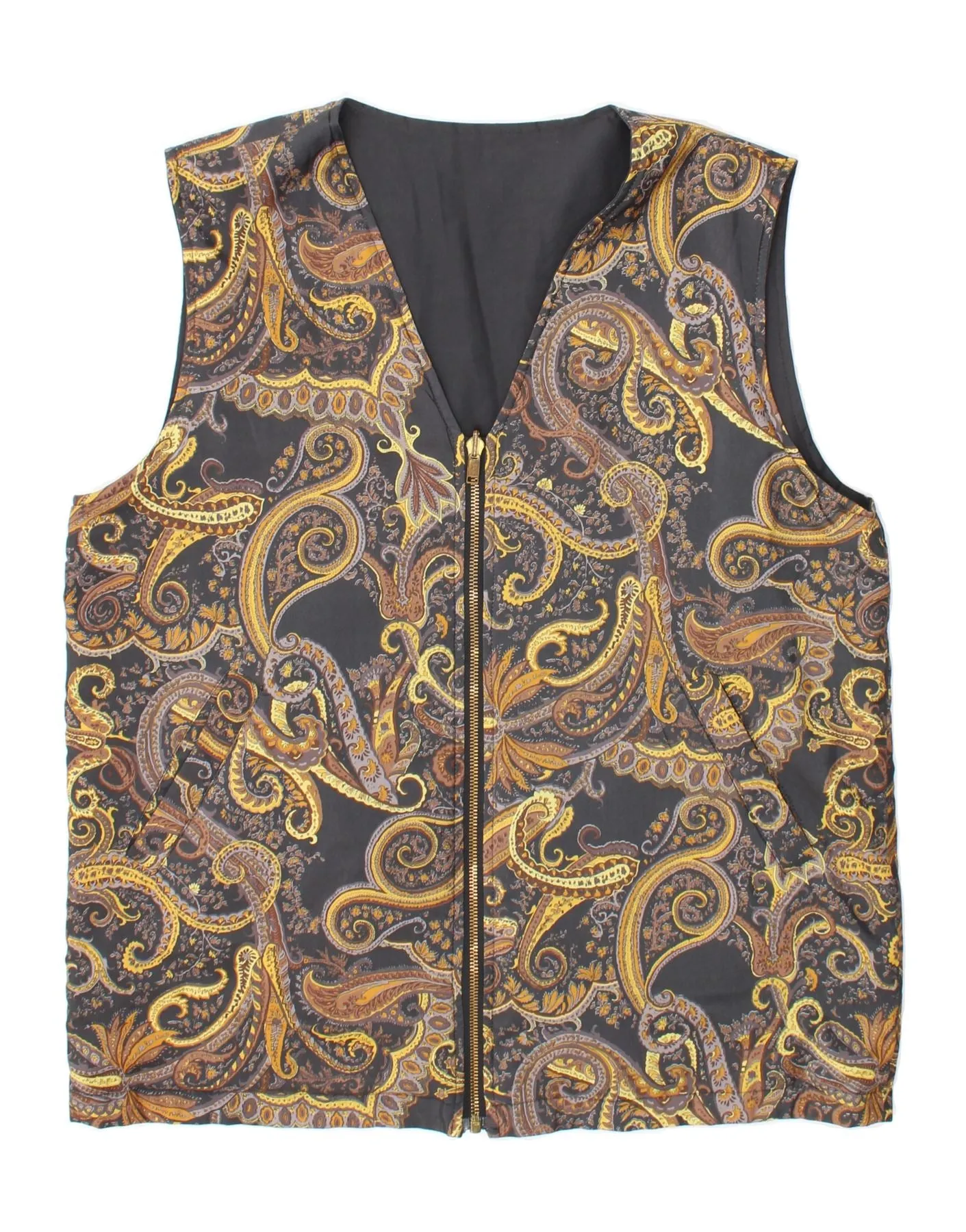 VINTAGE Womens Reversible Gilet UK 18 XL Black Polyester